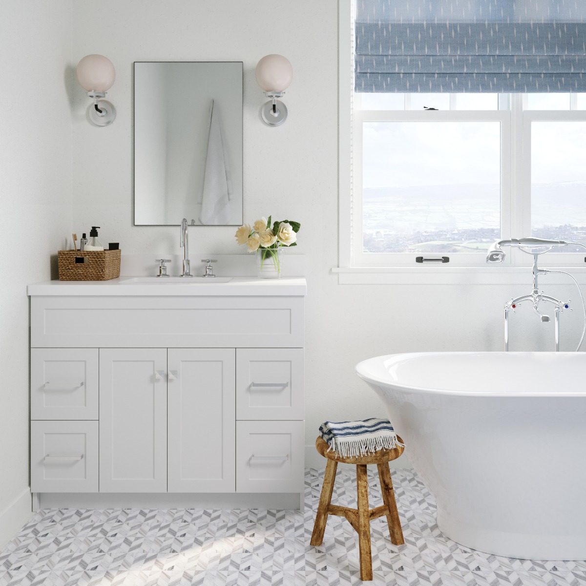 White vanity with countertop 